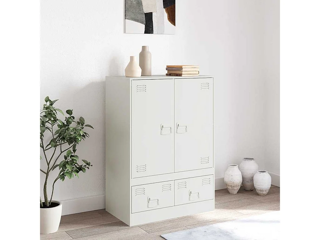 Hoge kast 67x39x95 cm staal wit