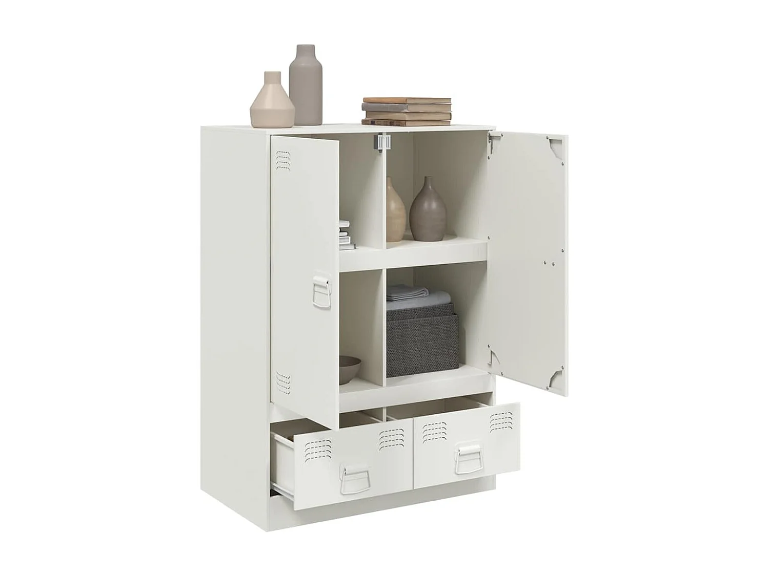 Hoge kast 67x39x95 cm staal wit