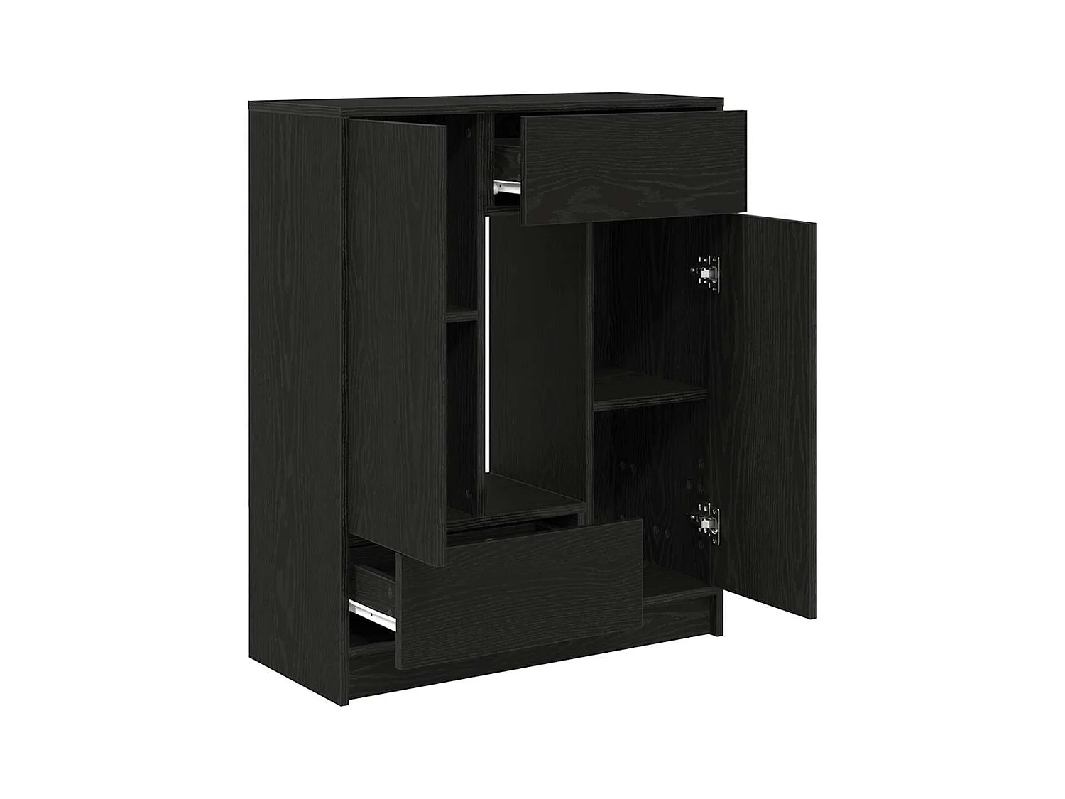 Buffet avec tiroirs et portes chêne noir 73x31x90 cm