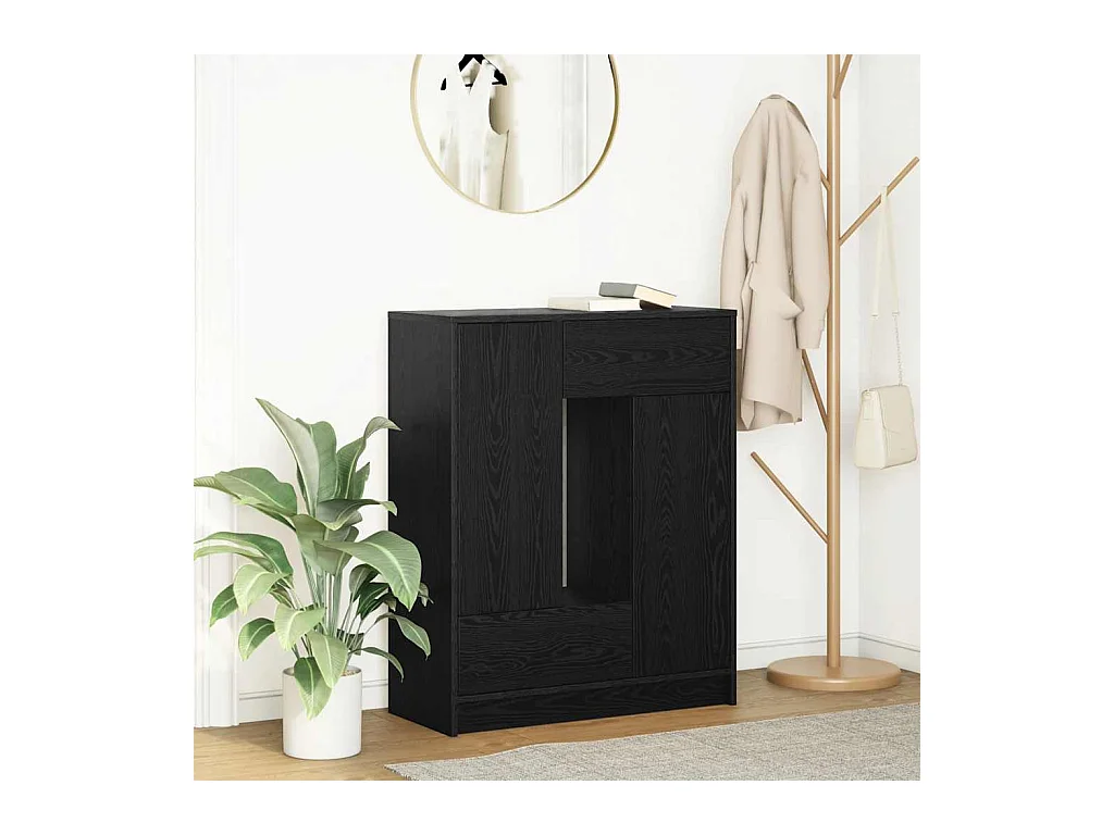 Dressoir met lades en deuren 73x31x90 cm zwart eikenkleurig