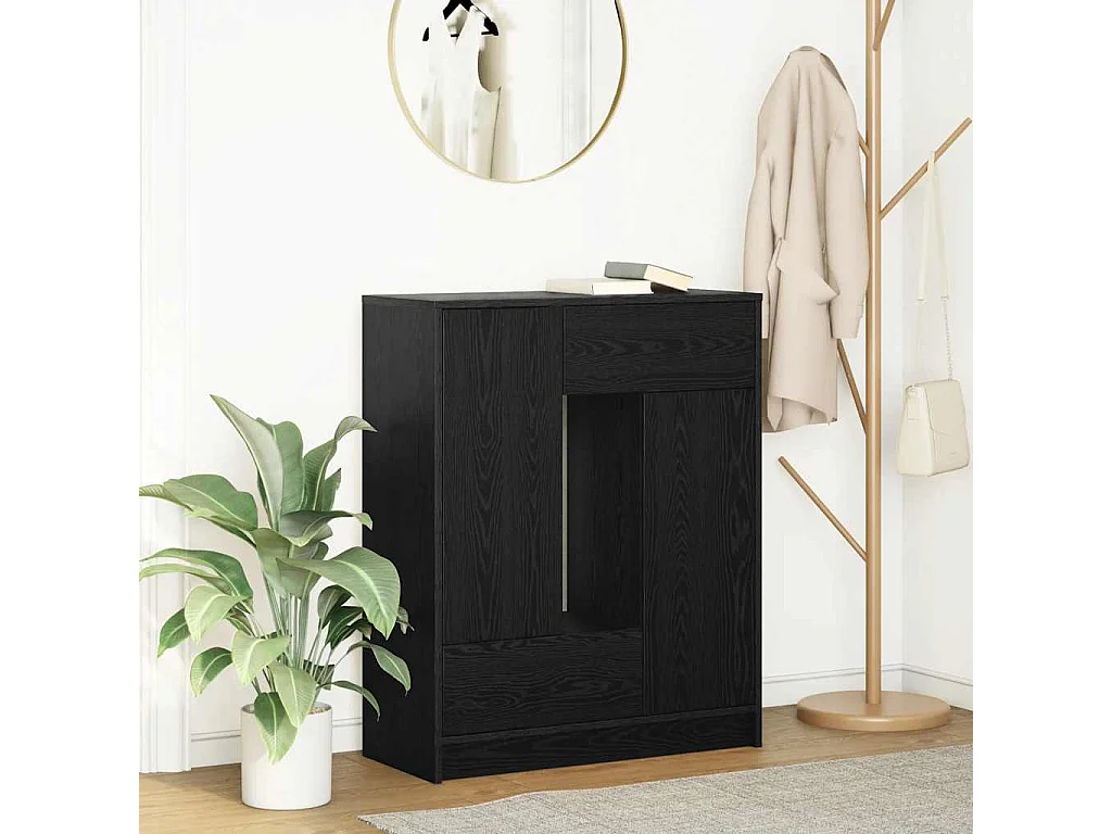 Buffet avec tiroirs et portes chêne noir 73x31x90 cm