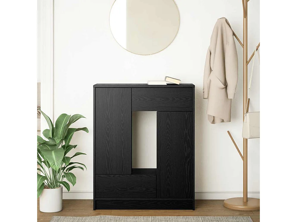 Buffet avec tiroirs et portes chêne noir 73x31x90 cm