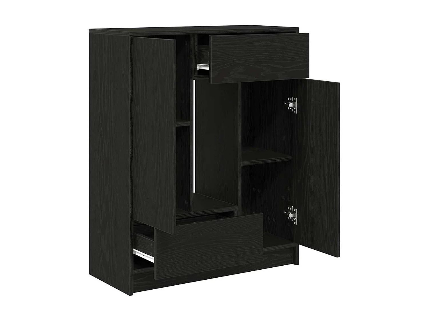 Buffet avec tiroirs et portes chêne noir 73x31x90 cm