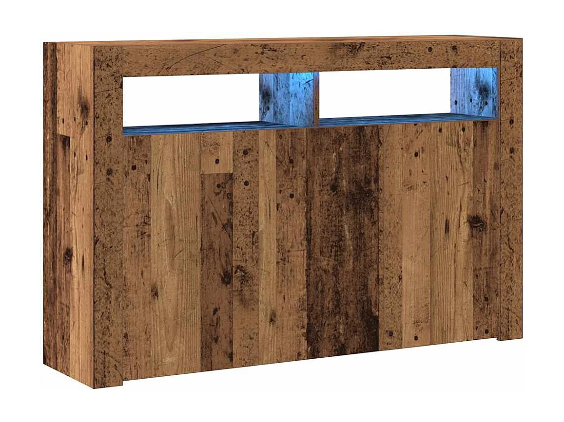 Buffet et lumières LED vieux bois 115,5x30x75cm bois ingénierie