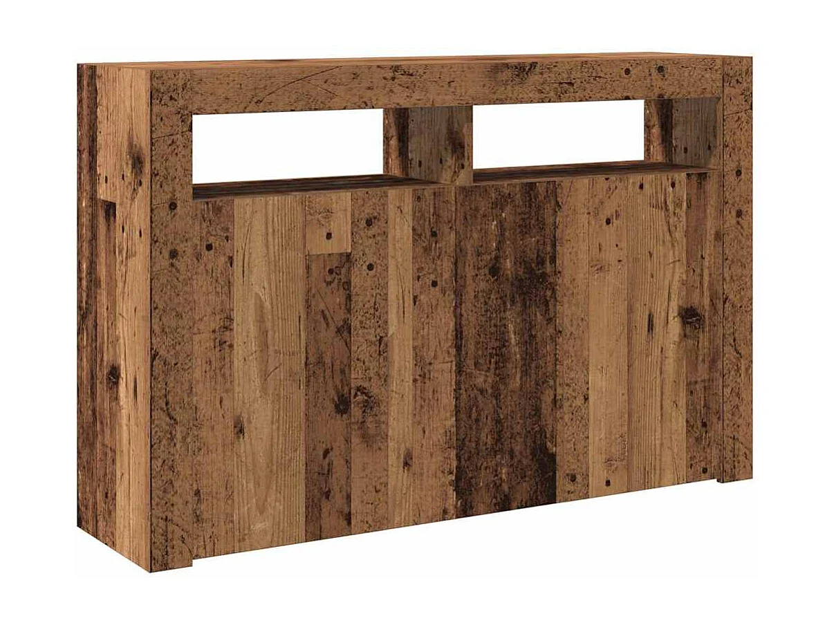 Buffet et lumières LED vieux bois 115,5x30x75cm bois ingénierie