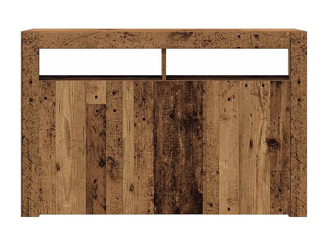 Buffet et lumières LED vieux bois 115,5x30x75cm bois ingénierie