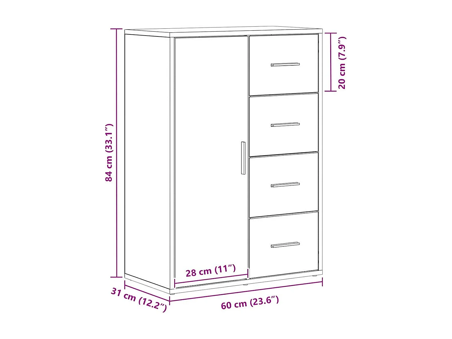 Vitrina Roble artisan 60 x 31 x 84 cm Madera contrachapada