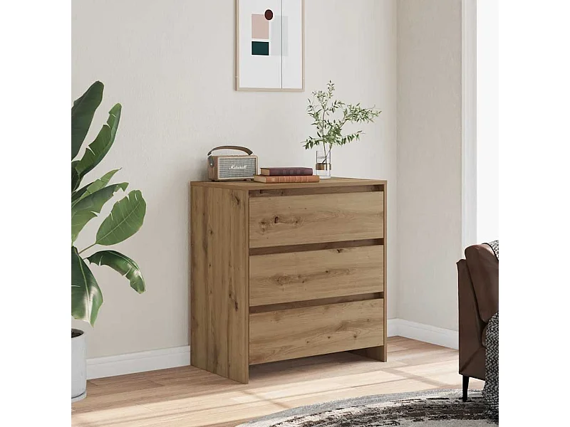 Dressoir 70x41x75 cm bewerkt hout artisanaal eikenkleur