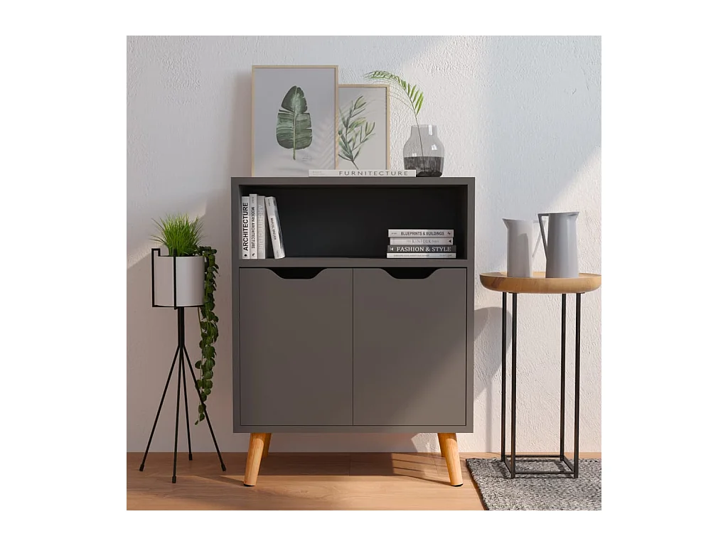 Buffet gris 60x30x72 cm bois d'ingénierie