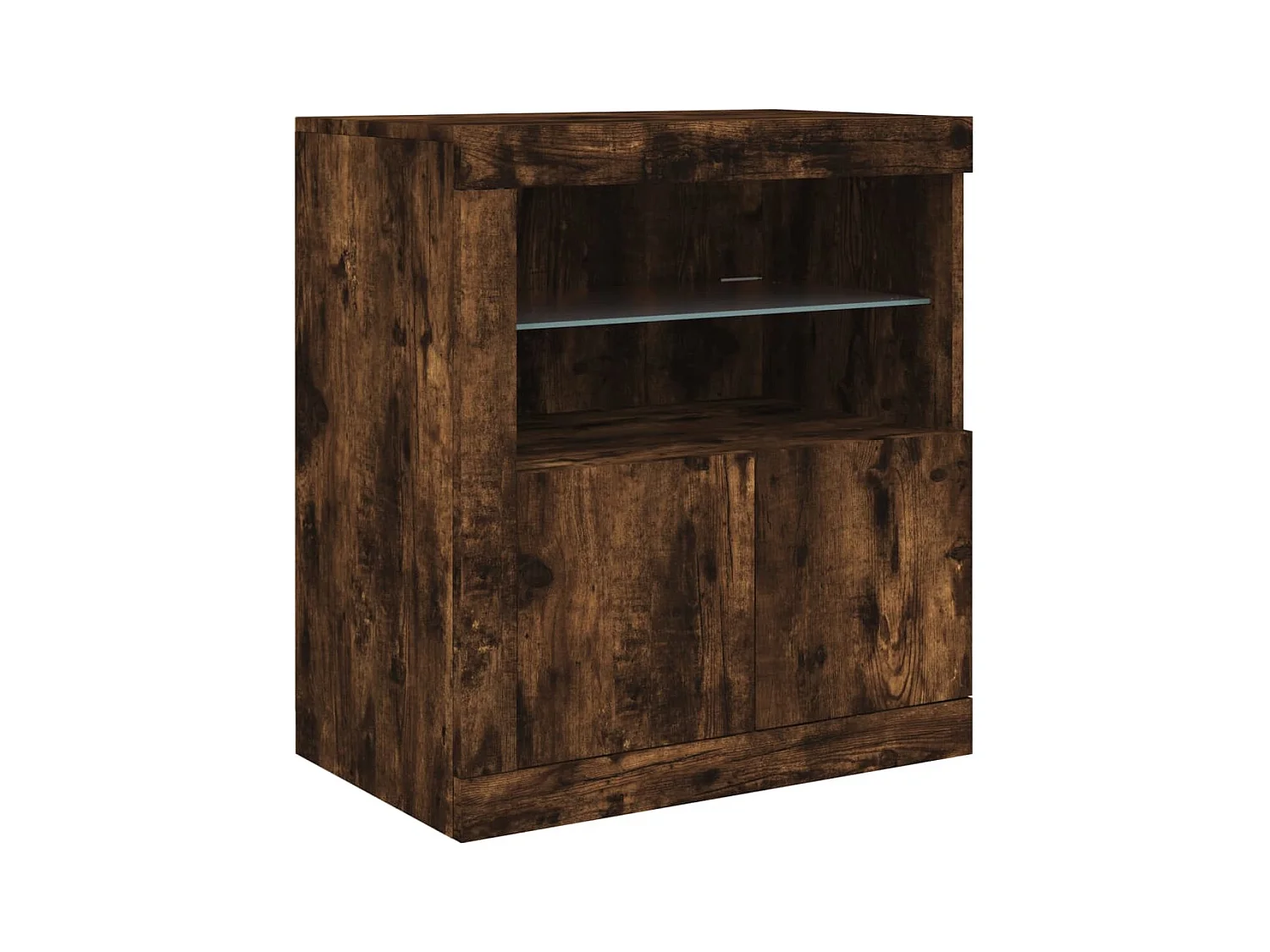 Buffet avec lumières LED chêne fumé 283x37x67 cm