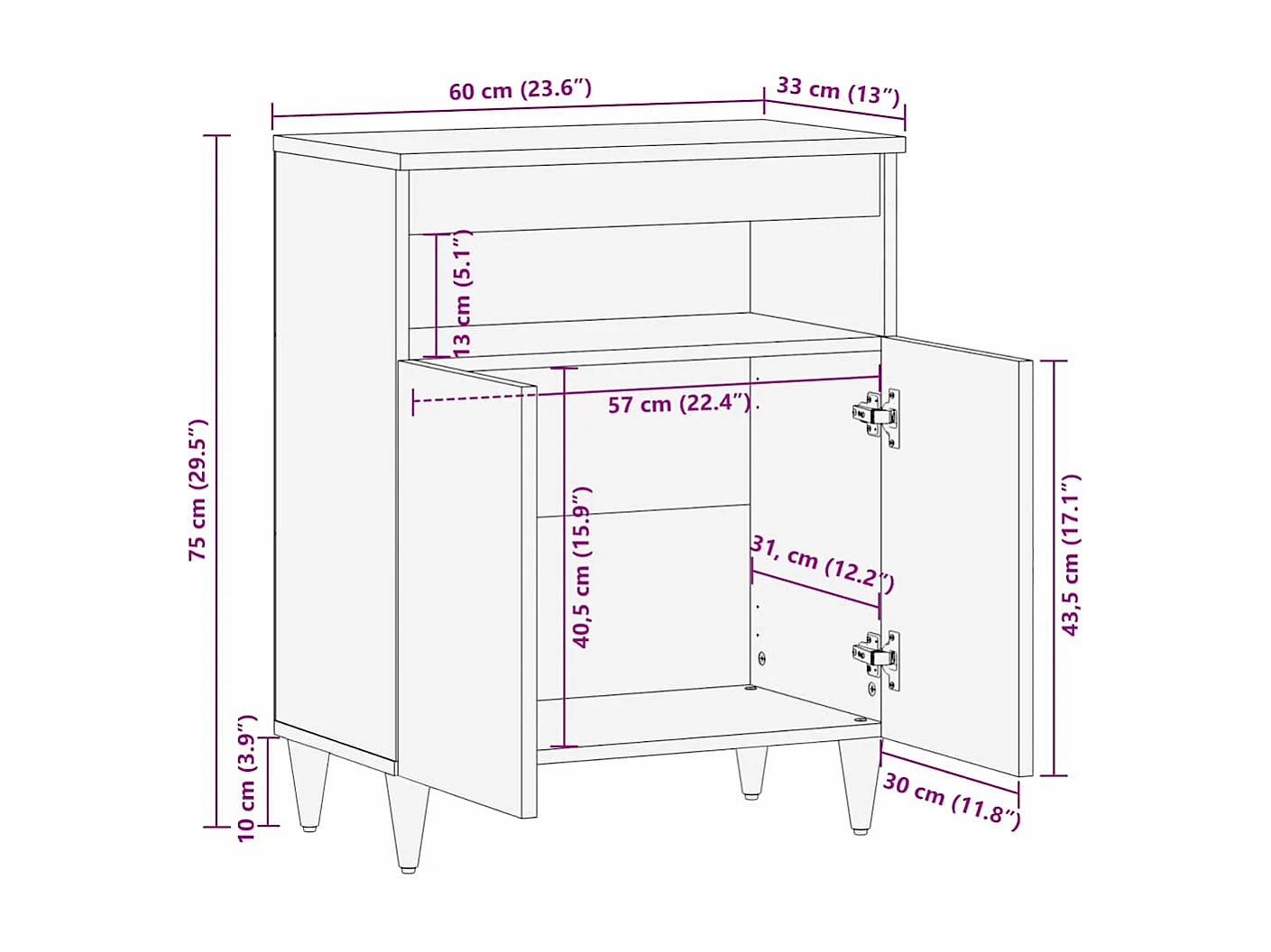 Buffet Blanc 33,5 x 60 x 75 cm