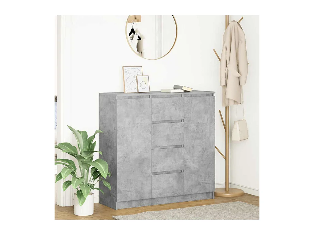 Buffet avec tiroirs gris béton 100,5x35x98,5 cm bois ingénierie