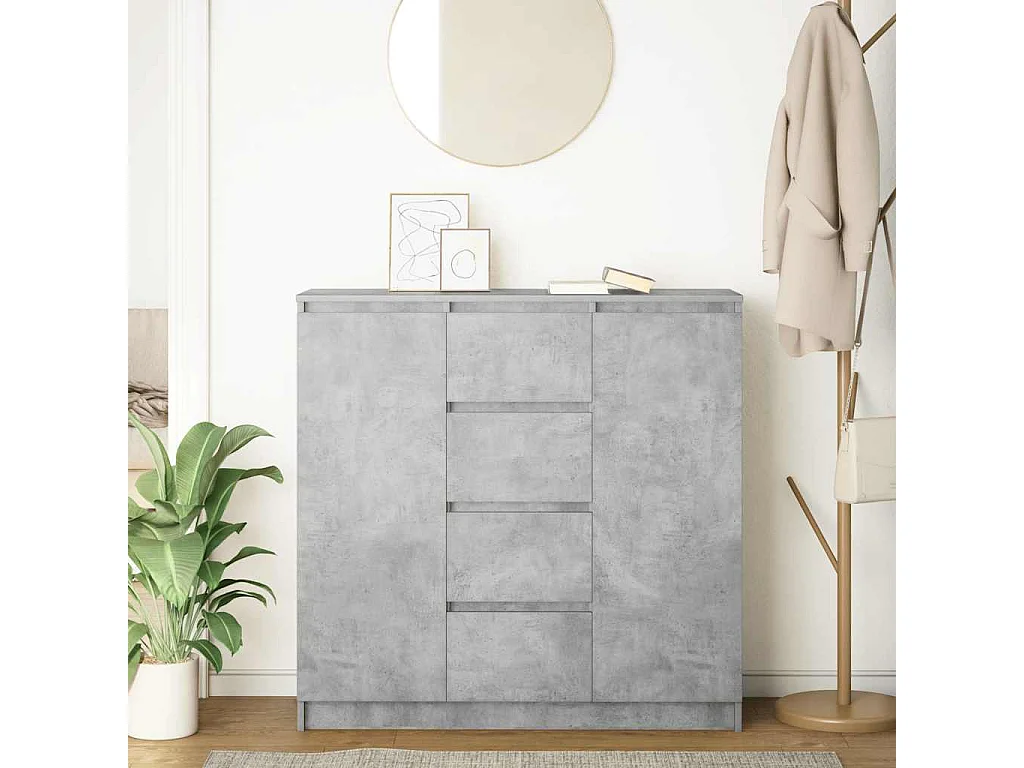 Buffet avec tiroirs gris béton 100,5x35x98,5 cm bois ingénierie