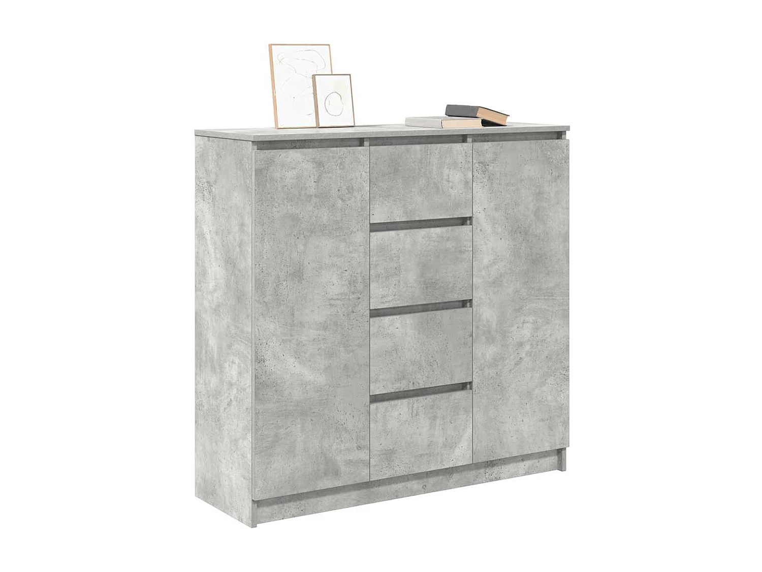 Buffet avec tiroirs gris béton 100,5x35x98,5 cm bois ingénierie