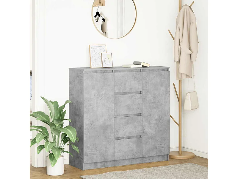 Buffet avec tiroirs gris béton 100,5x35x98,5 cm bois ingénierie