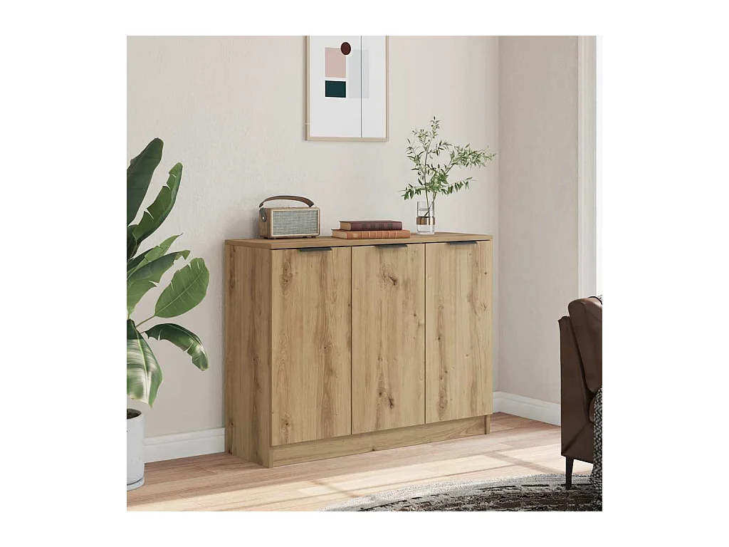 Buffet chêne artisanal 90,5x30x70 cm bois d'ingénierie