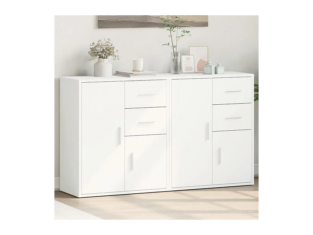 Buffets 2 pièces blanc 60x31x70 cm bois d'ingénierie