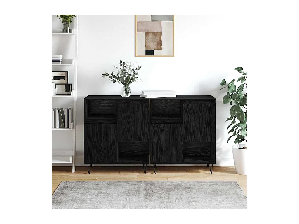 Buffets 2 pièces Chêne noir 120 x 35 x 70 cm Bois d'ingénierie