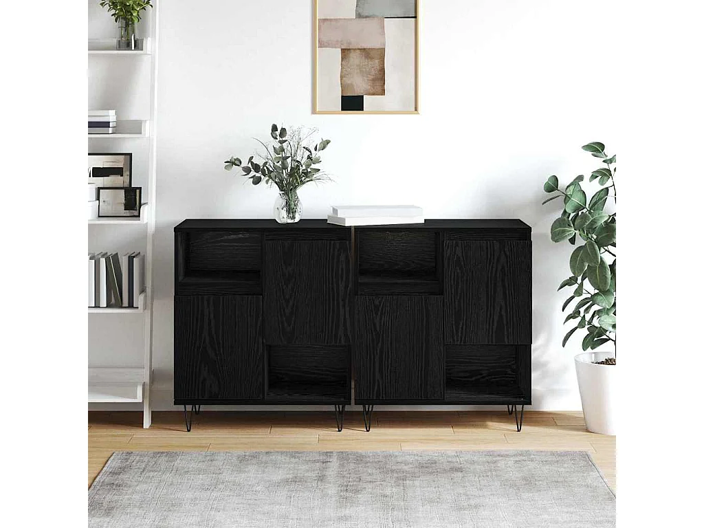 Buffets 2 pièces Chêne noir 120 x 35 x 70 cm Bois d'ingénierie