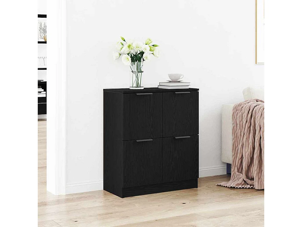 Dressoir Zwart 60 x 30 x 70 cm Bewerkt hout