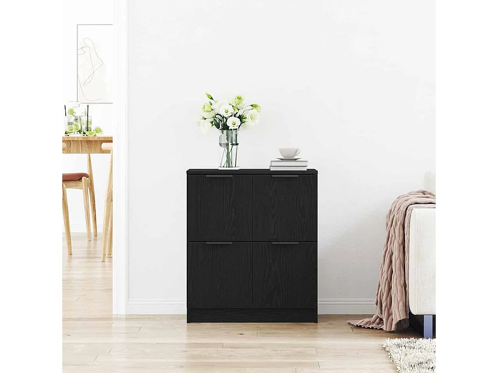 Dressoir Zwart 60 x 30 x 70 cm Bewerkt hout