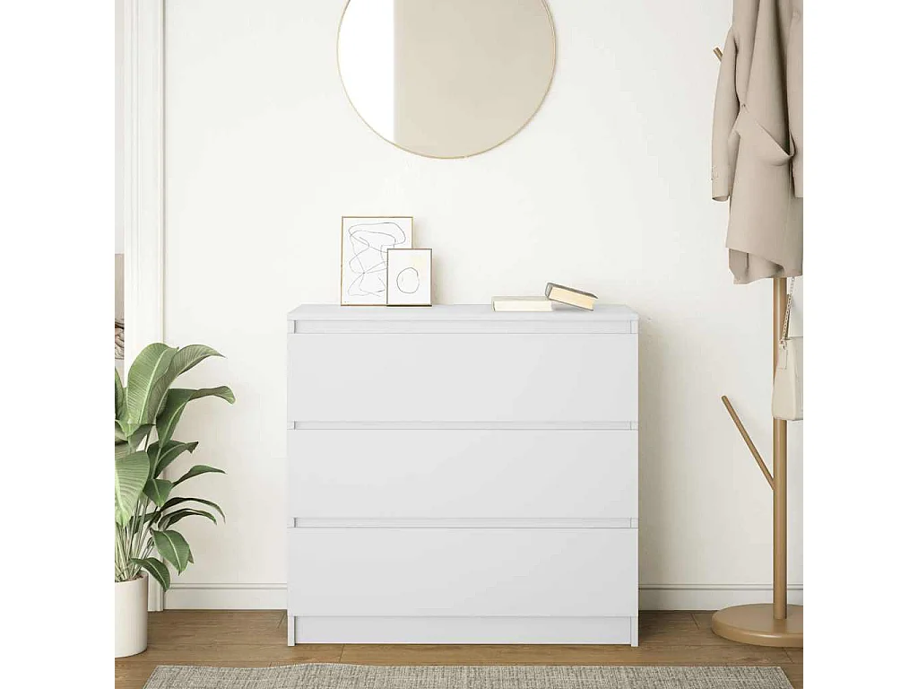 Buffet blanc 80x35x76 cm bois d’ingénierie