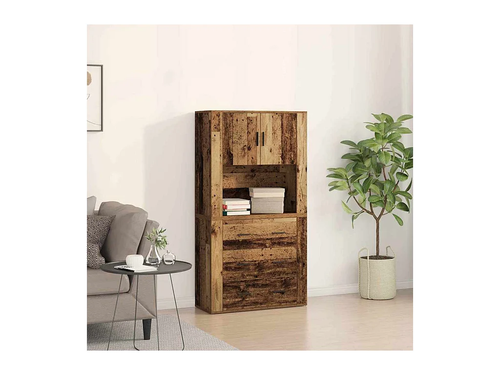 Haut de buffet Bois ancien 80 x 33 x 150 cm Bois d'ingénierie