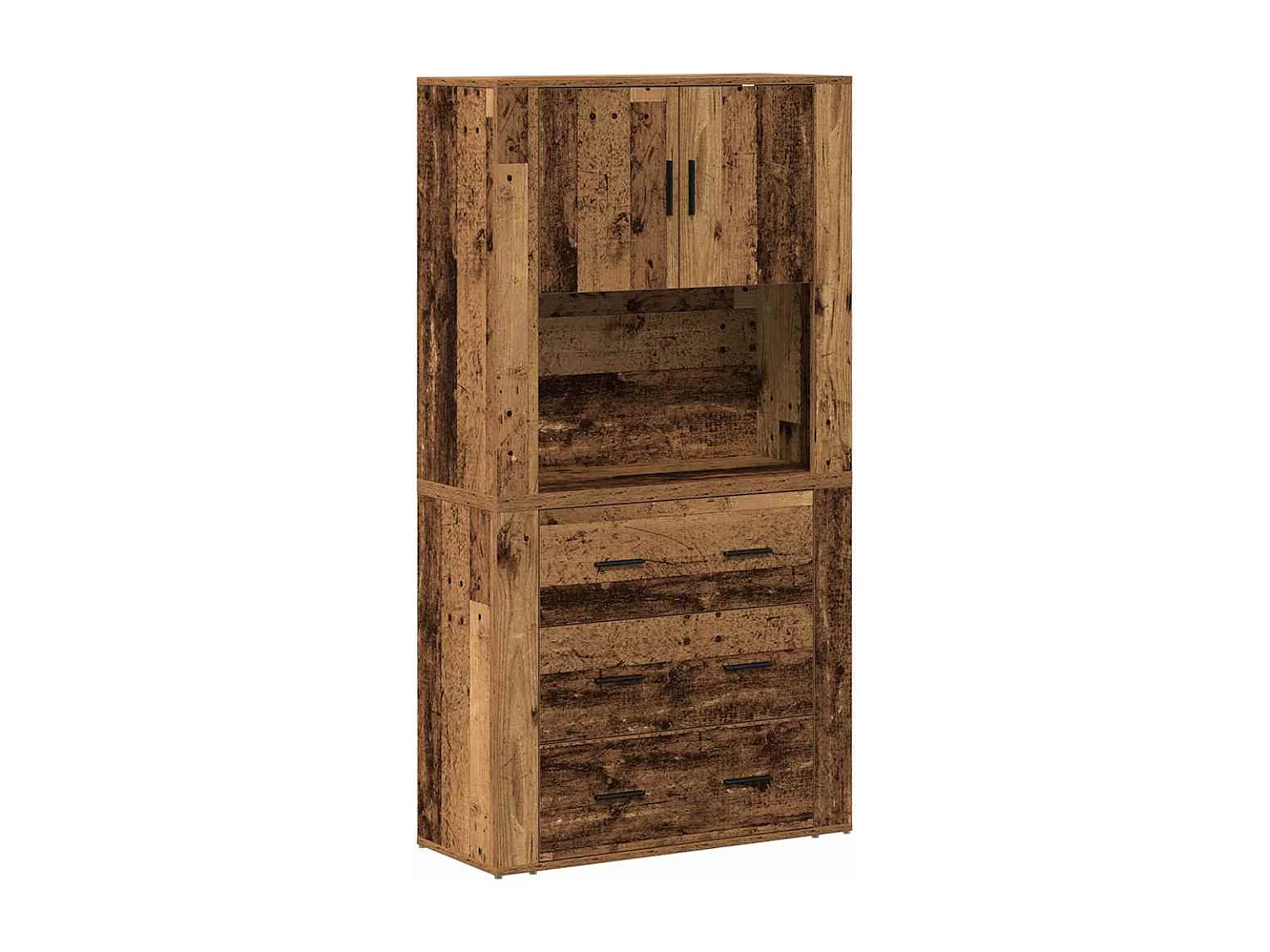 Hoge Kast met lade Oud hout 80 x 33 x 150 cm Bewerkt hout