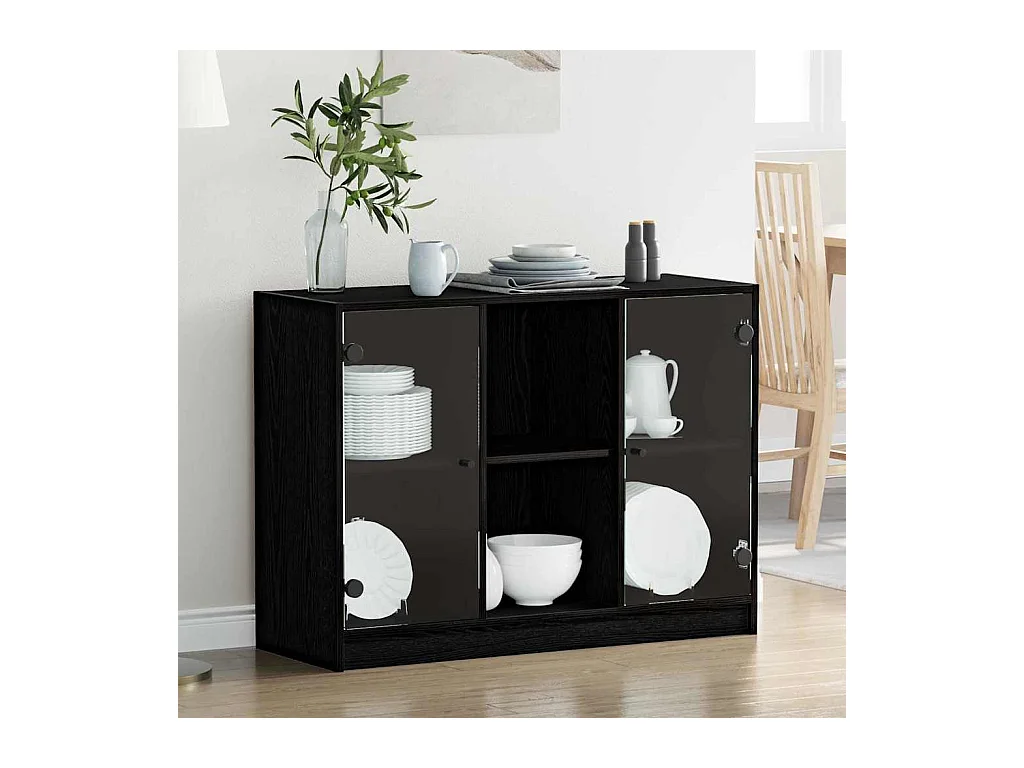 Buffet Chêne noir 102 x 37 x 75,5 cm Bois d'ingénierie