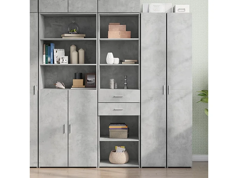 Buffet haut gris béton 50x42,5x185 cm bois d'ingénierie