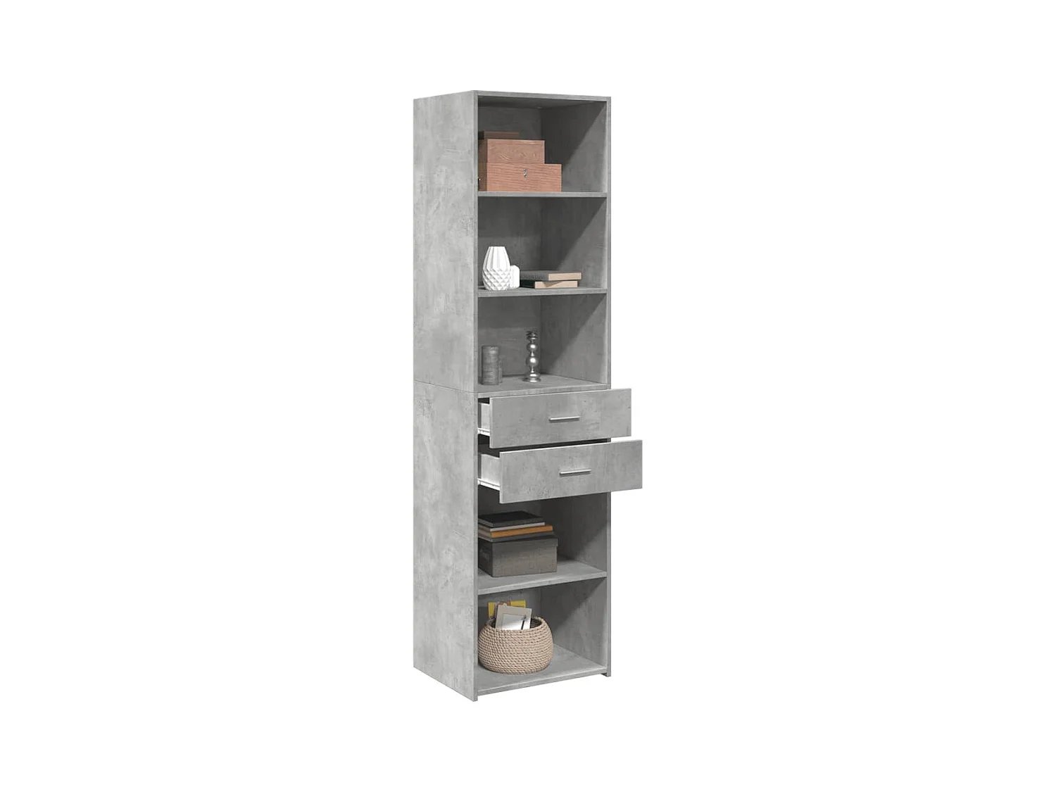 Buffet haut gris béton 50x42,5x185 cm bois d'ingénierie