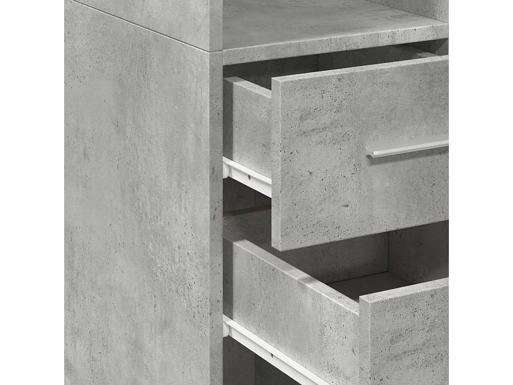 Buffet haut gris béton 50x42,5x185 cm bois d'ingénierie