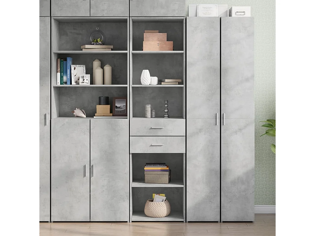 Buffet haut gris béton 50x42,5x185 cm bois d'ingénierie