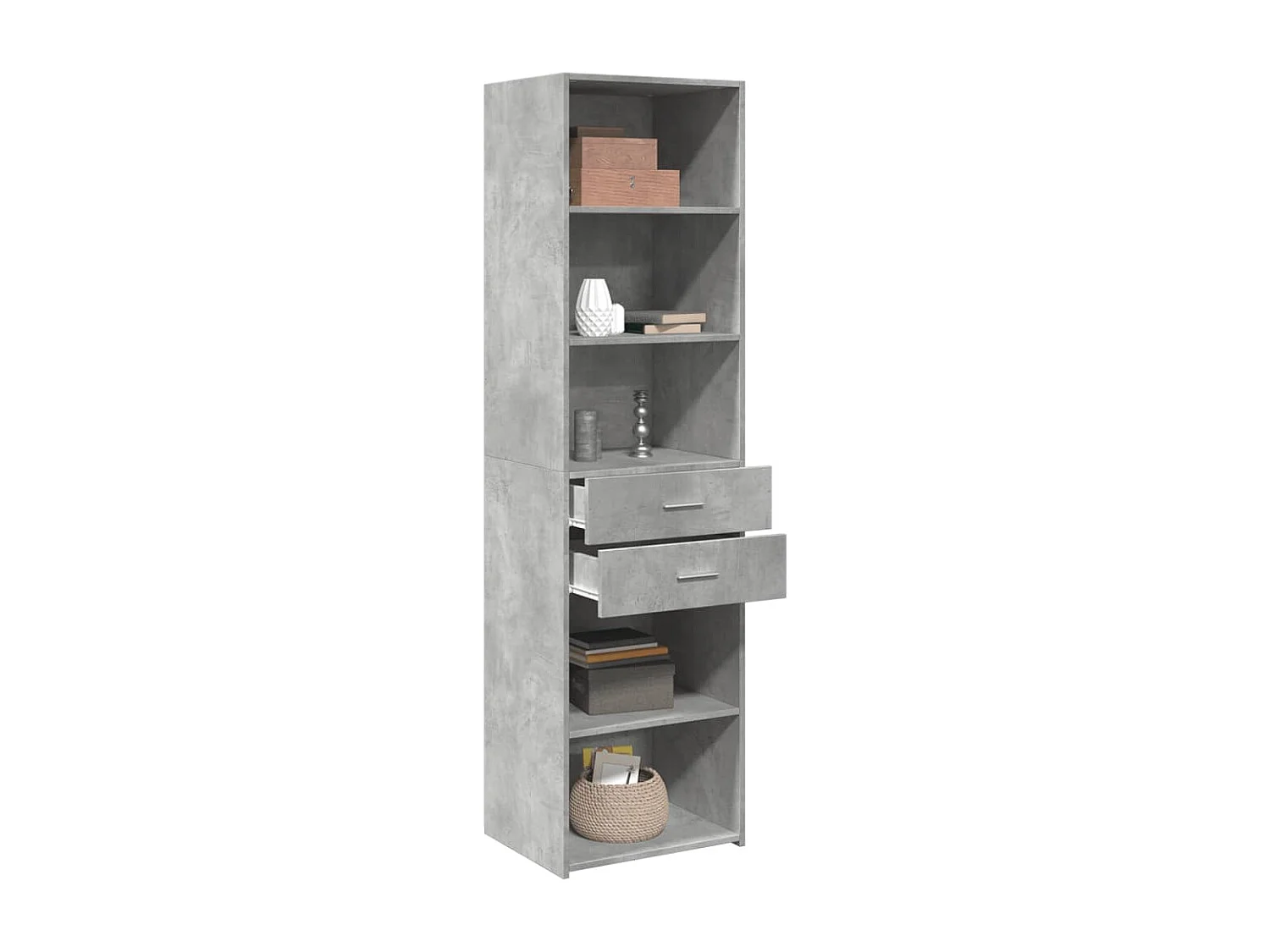 Buffet haut gris béton 50x42,5x185 cm bois d'ingénierie