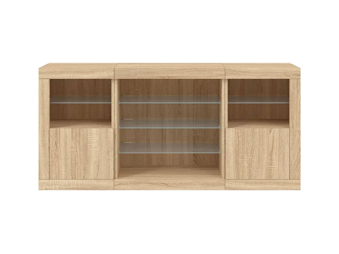 Buffet avec lumières LED chêne sonoma 142,5x37x67 cm