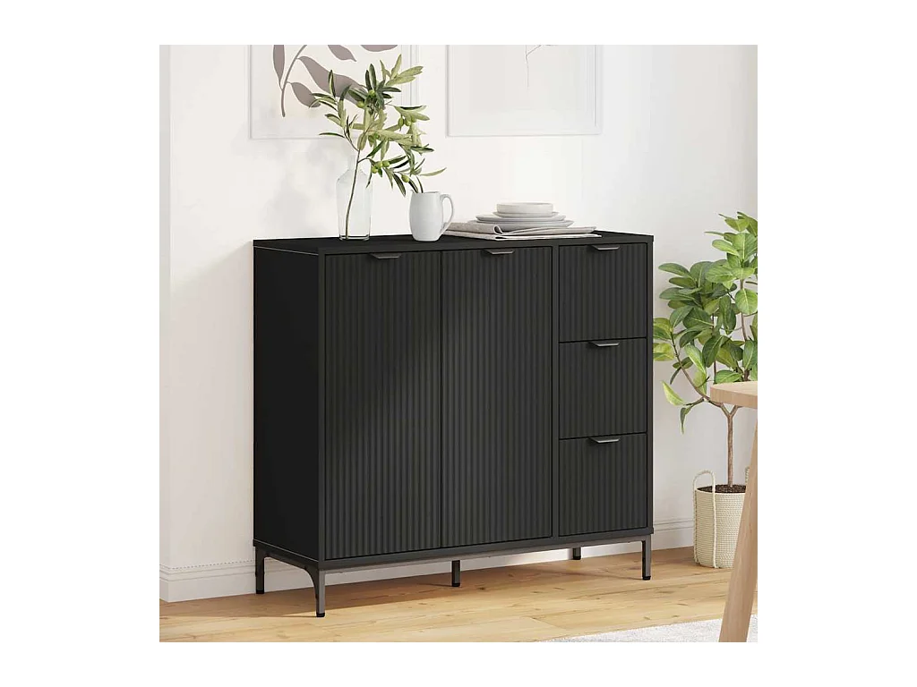 Buffet avec tiroir Noir 89,5 x 33 x 82 cm Bois d'ingénierie
