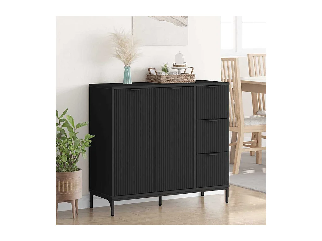 Buffet avec tiroir Noir 89,5 x 33 x 82 cm Bois d'ingénierie