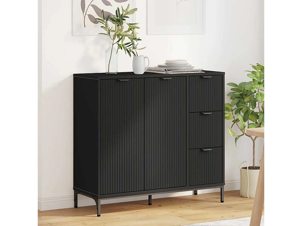 Buffet avec tiroir Noir 89,5 x 33 x 82 cm Bois d'ingénierie
