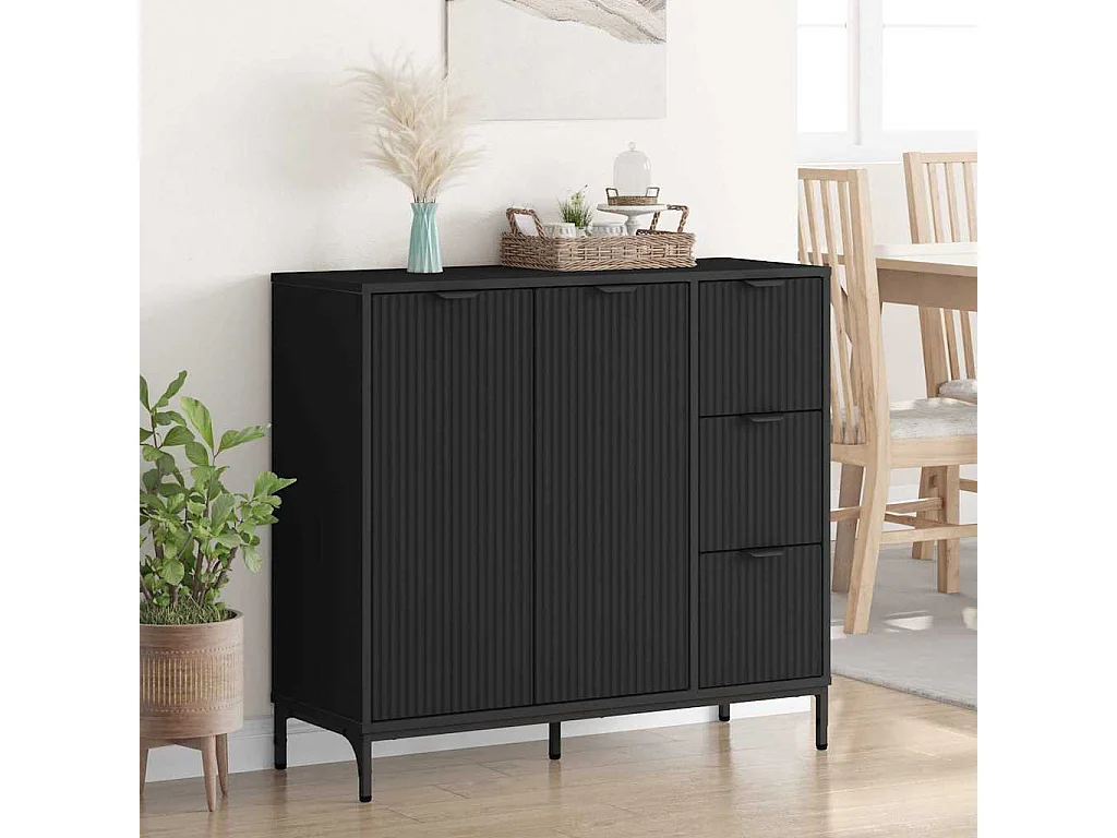 Buffet avec tiroir Noir 89,5 x 33 x 82 cm Bois d'ingénierie