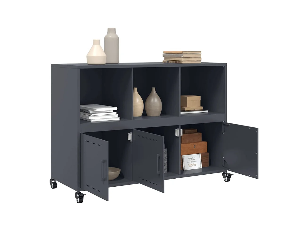 Buffet anthracite 100,5x39x72 cm acier