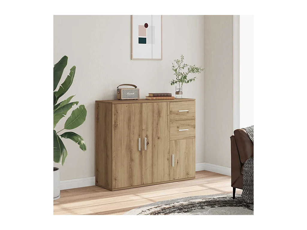 Buffet chêne artisanal 91x29,5x75 cm bois d'ingénierie