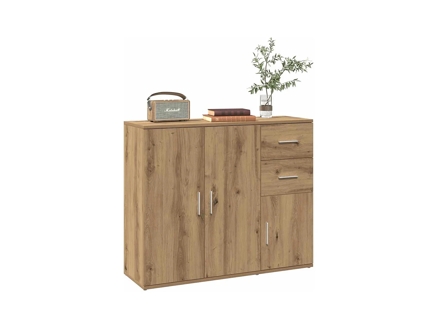 Buffet chêne artisanal 91x29,5x75 cm bois d'ingénierie