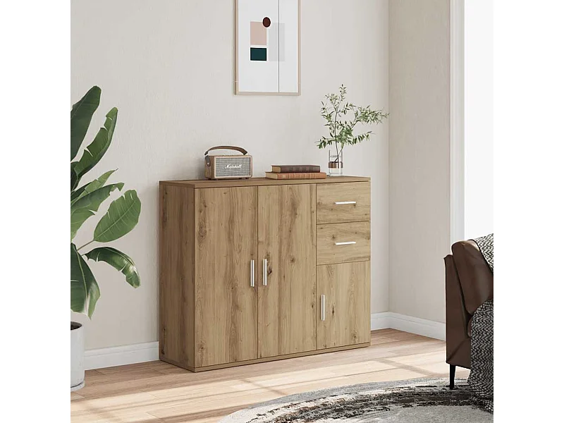 Aparador de madera de ingeniería roble artisan 91x29,5x75 cm