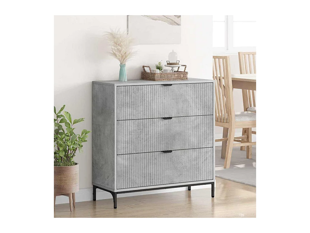 Buffet Gris béton 79,5 x 33 x 82 cm Bois d'ingénierie