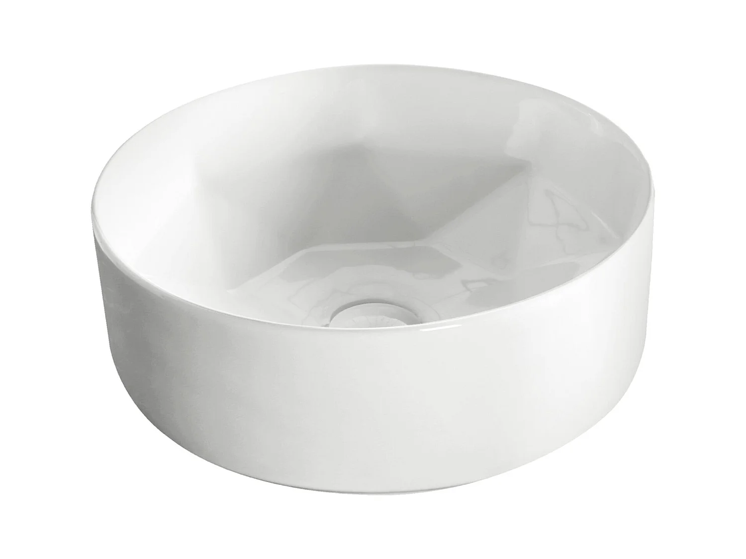 Vasque à poser ronde en céramique ELYNA design intérieur en forme de diamant Ø40 cm