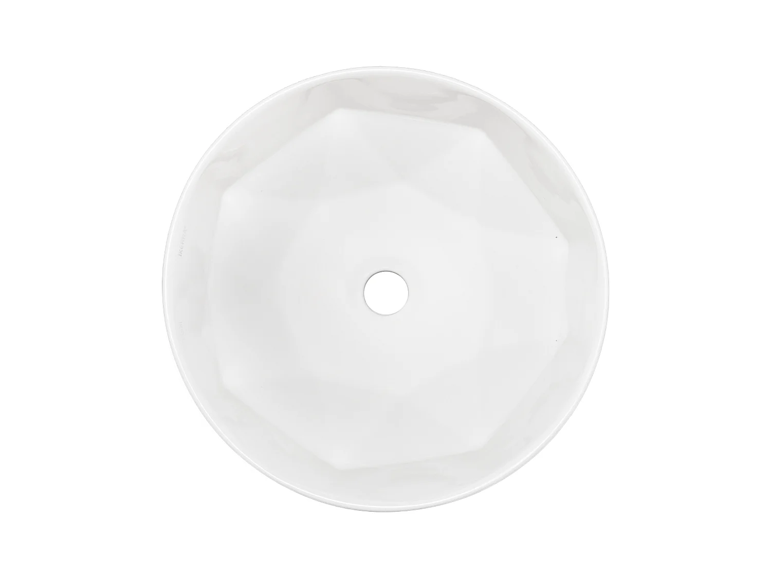 Vasque à poser ronde en céramique ELYNA design intérieur en forme de diamant Ø40 cm