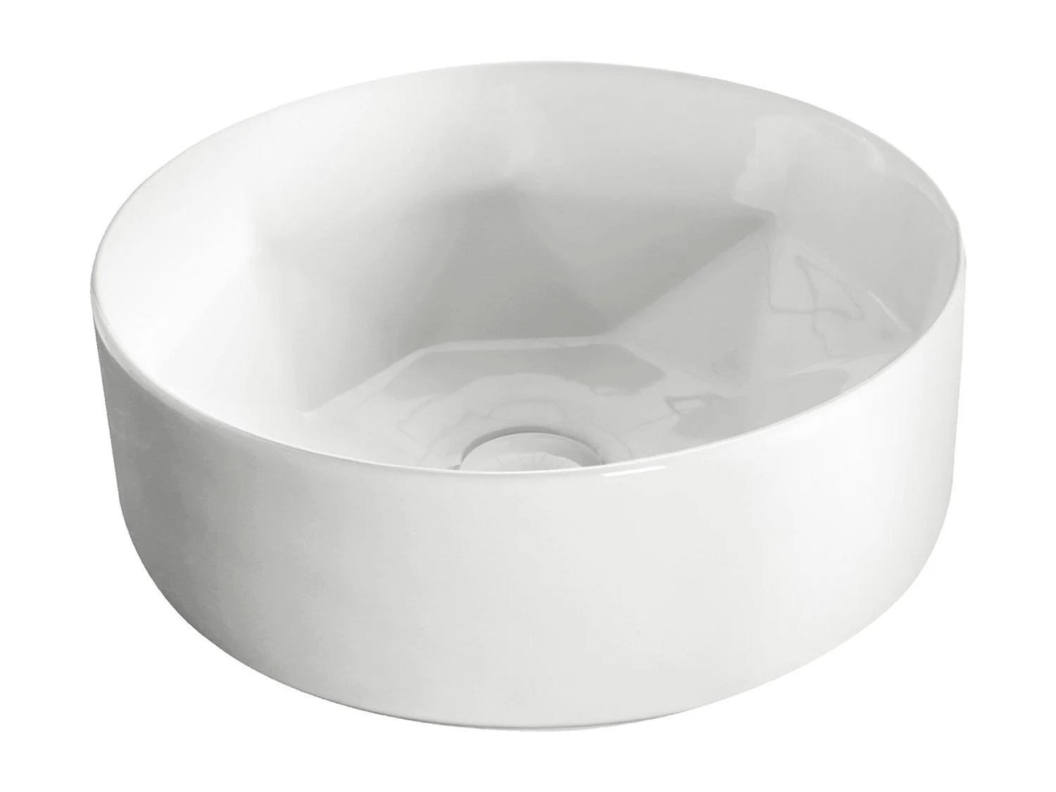 Rundes Aufsatzwaschbecken aus Keramik ELYNA mit innen diamantförmigem Design Ø40 cm