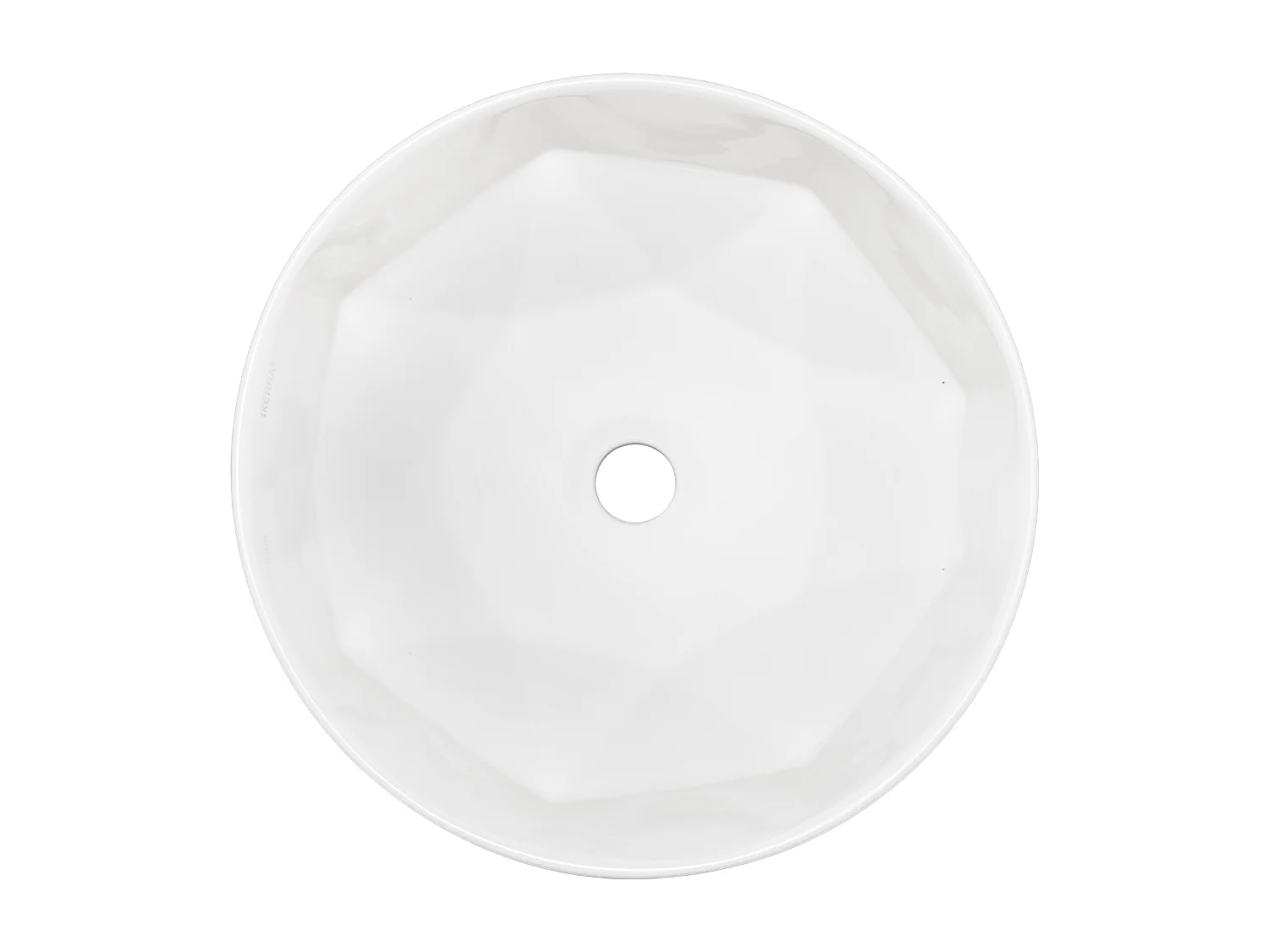 Rundes Aufsatzwaschbecken aus Keramik ELYNA mit innen diamantförmigem Design Ø40 cm