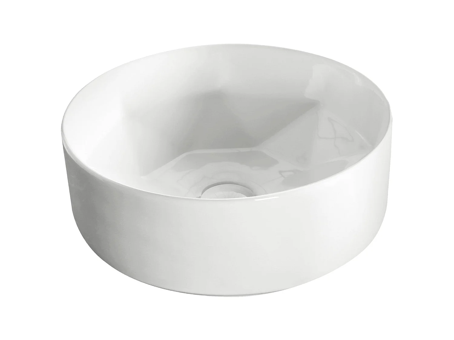 Vasque à poser ronde en céramique ELYNA design intérieur en forme de diamant Ø40 cm