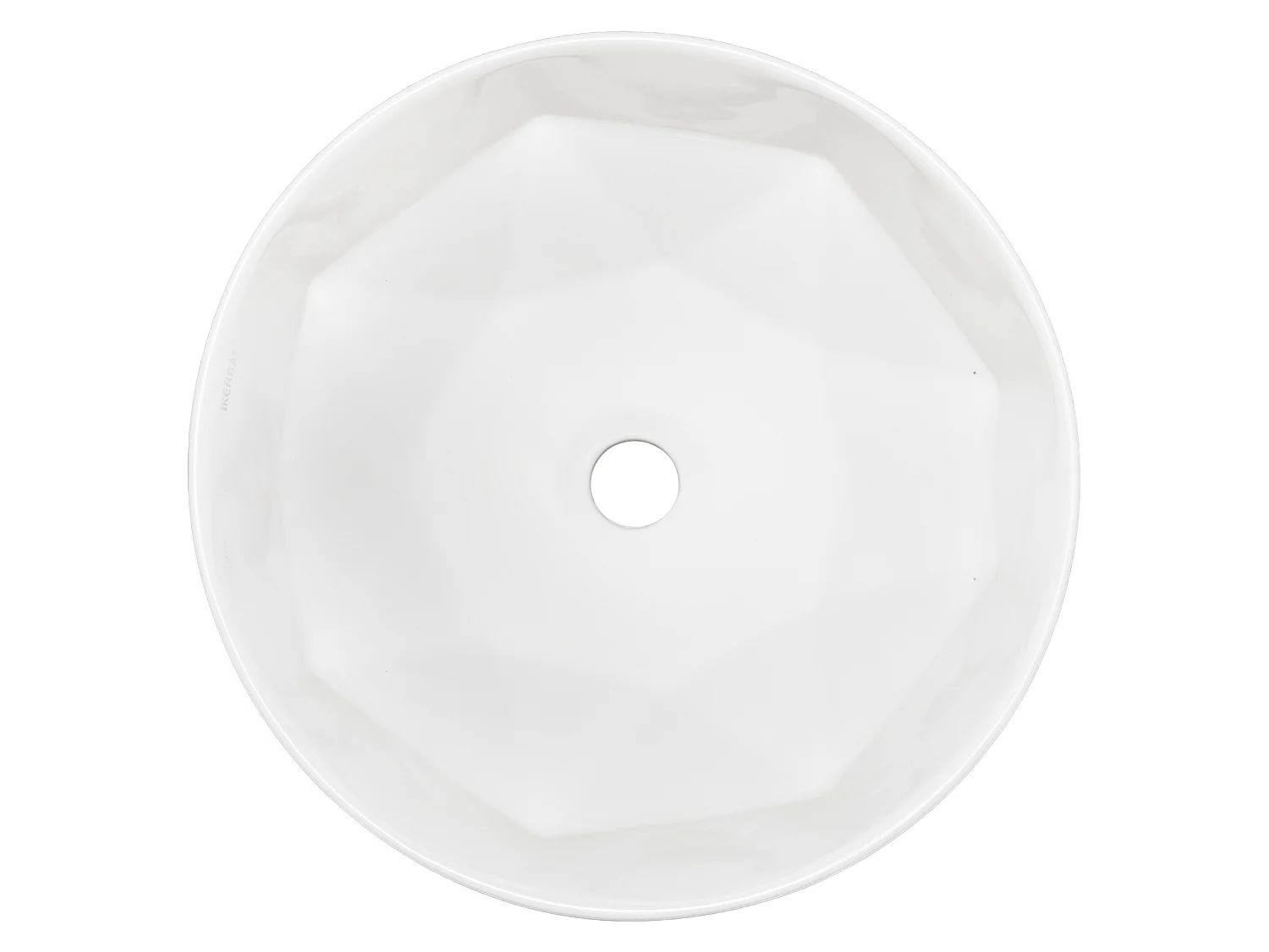 Vasque à poser ronde en céramique ELYNA design intérieur en forme de diamant Ø40 cm